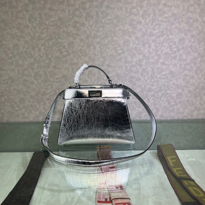 Fendi Peekaboo ISeeU Small Bag in Silver-tone