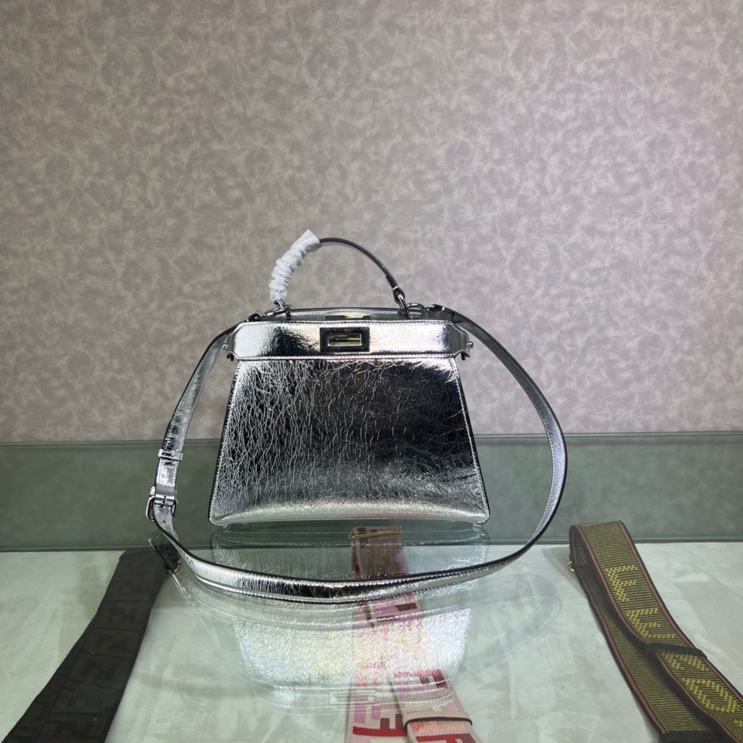 Fendi Peekaboo ISeeU Small Bag in Silver-tone