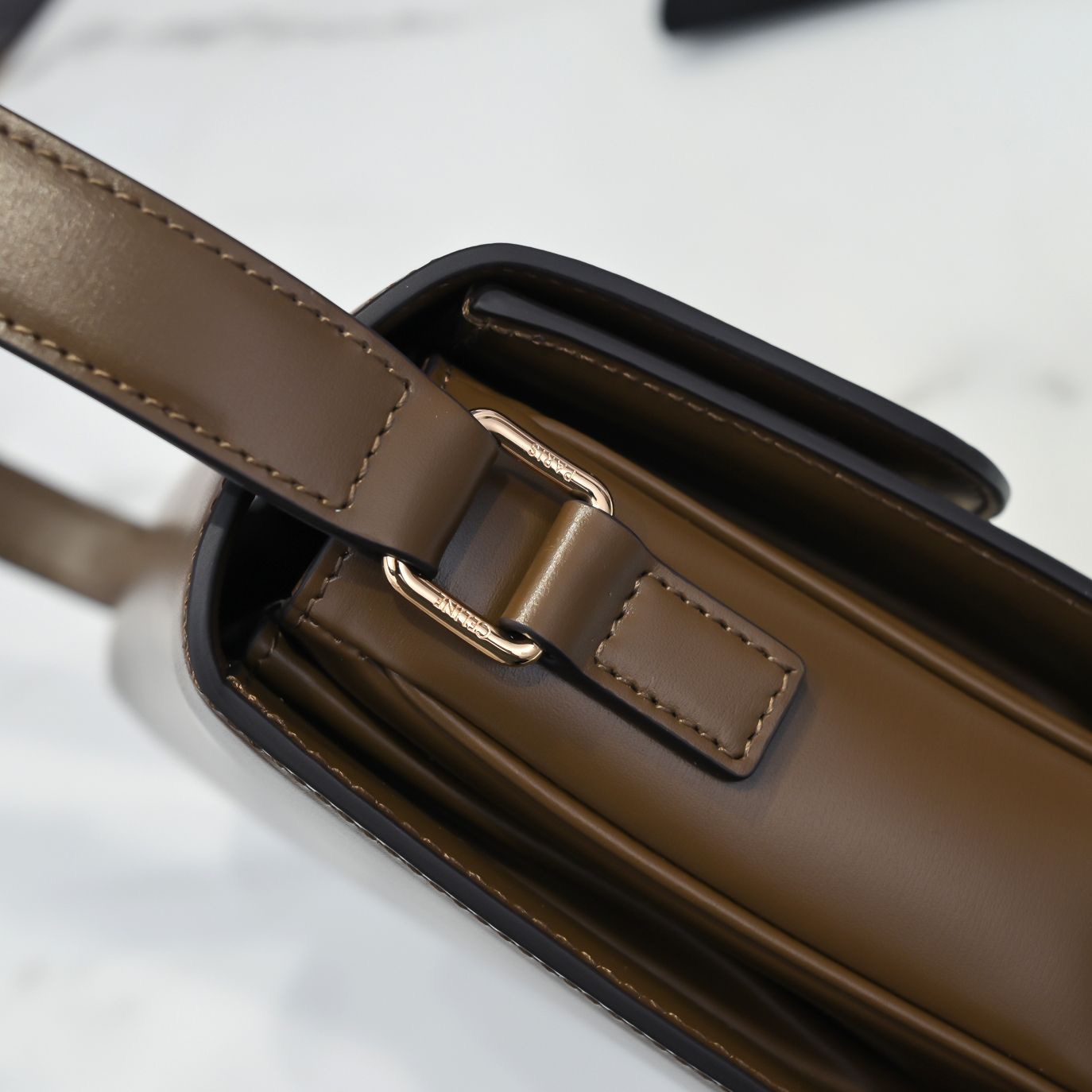 Celine Arc de Triomphe Shoulder Bag in Dark Brown Sheepskin - Image 6