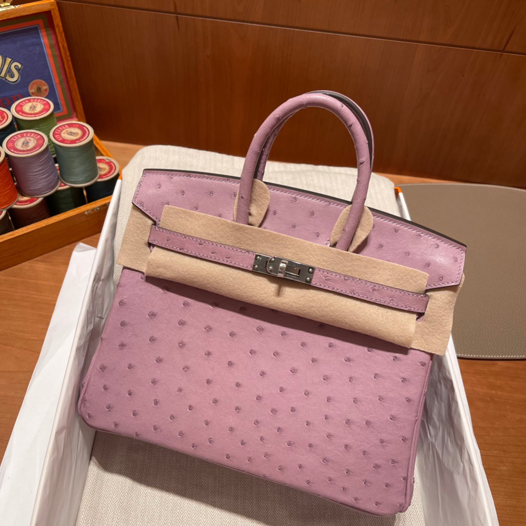 fb638e_e93b52ac60574c5cb03bc4b3334f8ecdmv2.jpg Birkin 25 Ostrich Lavender Purple - Image 1