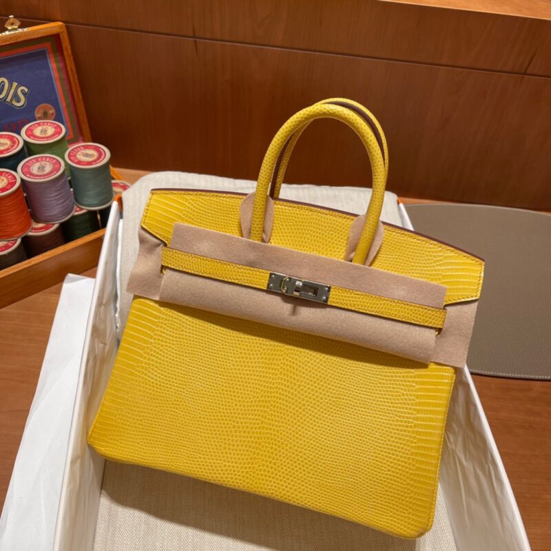 Birkin 25 Lizard Canary Yellow