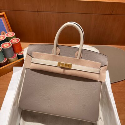 Birkin So 25 Epsom Asphalt Grey & Craie