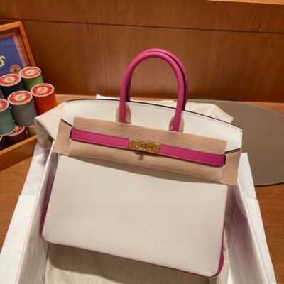 Birkin So 25 Epsom Pure White&Magnolia Pink