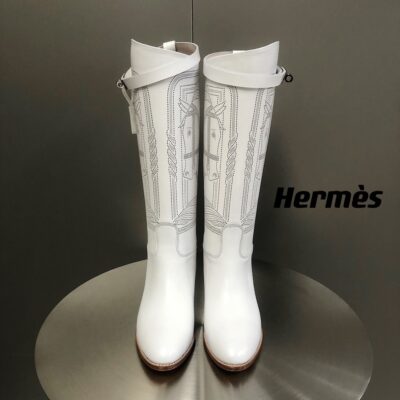 Hermes White Jumping Boots