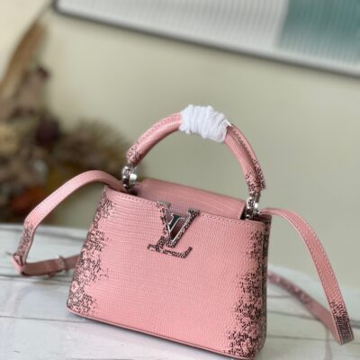 Louis Vuitton Capucines Mini Handbag in Pink Lizard
