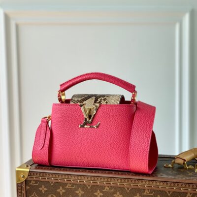 Louis Vuitton Capucines Mini Handbag in Rose Red