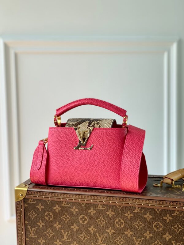 Louis Vuitton Capucines Mini Handbag in Rose Red
