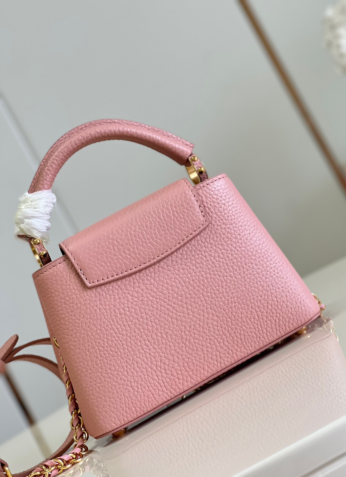 Louis Vuitton Capucines Mini Handbag in Metal Pink - Image 3