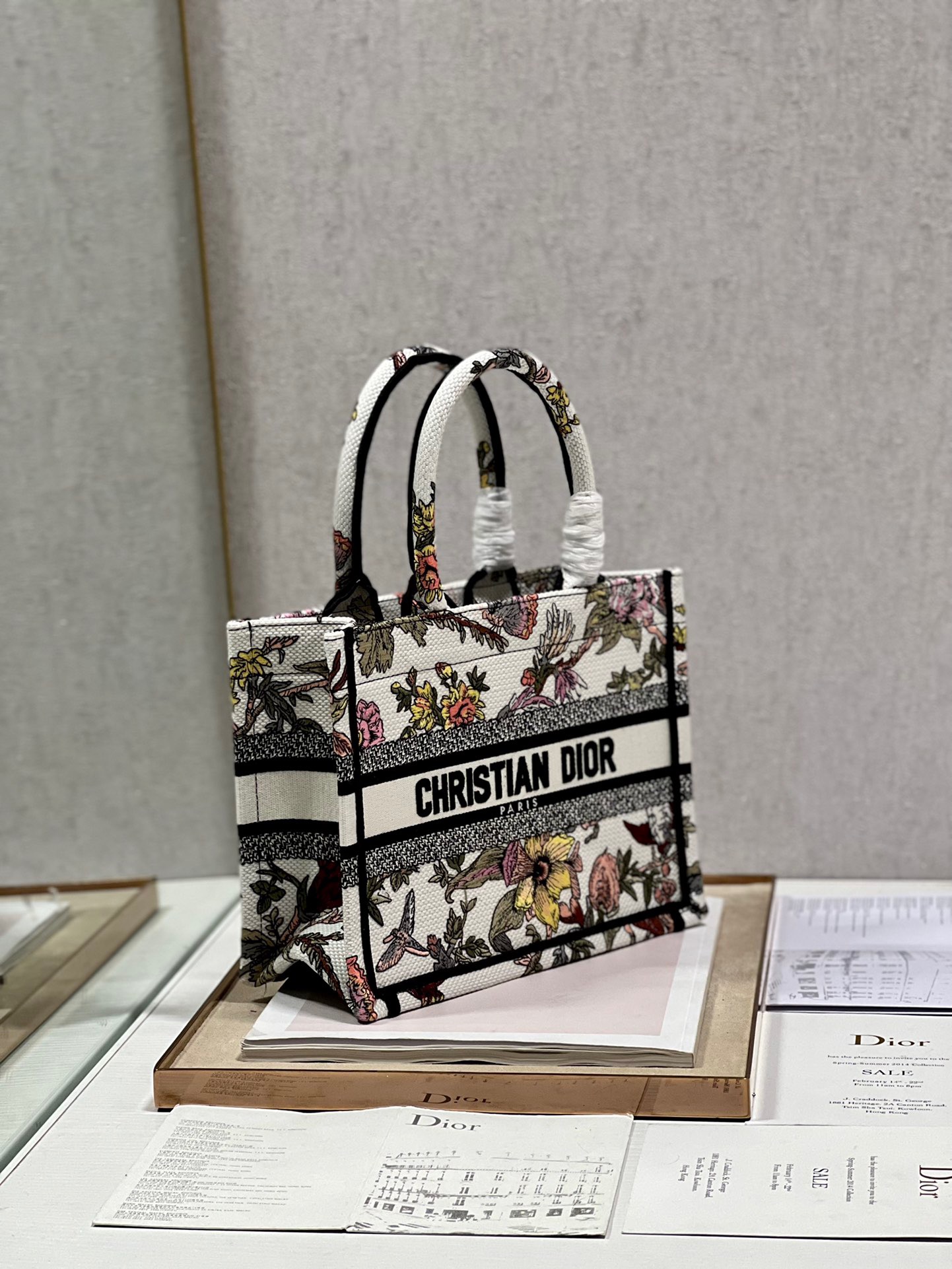 Dior Mini Book Tote Bag in Peony White - Image 8