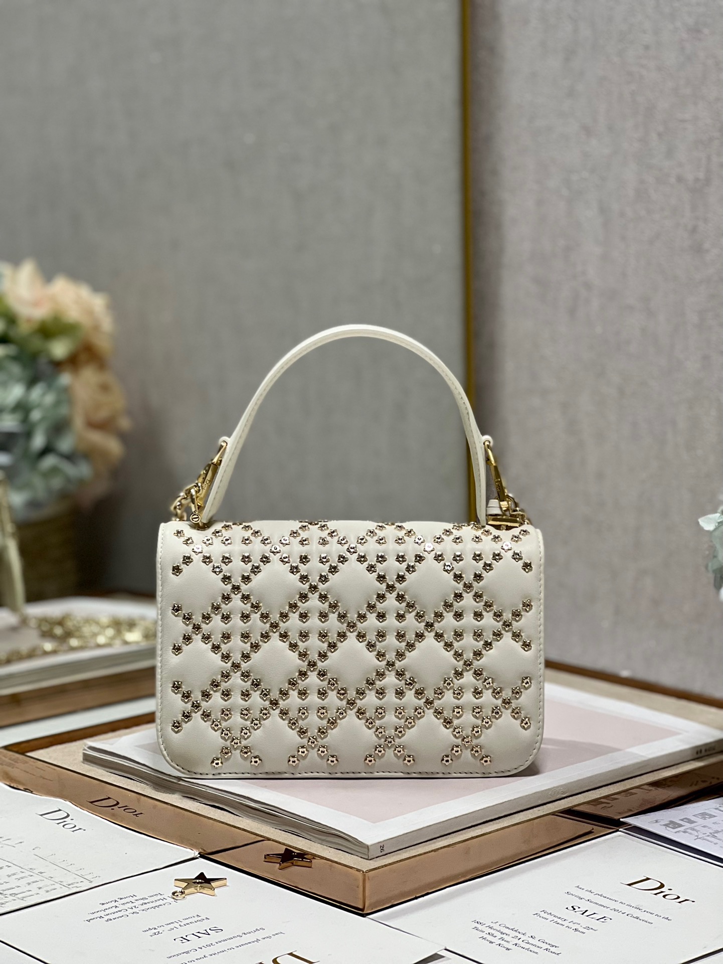 Dior Lucky Star Handbag in White - Image 4