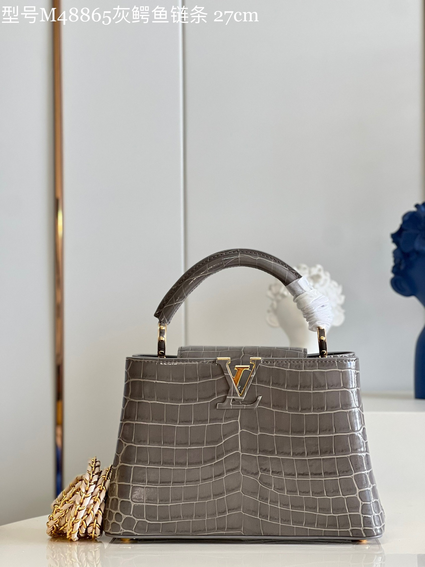 Louis Vuitton Capucines BB Small Handbag in Gray Crocodile - Image 3
