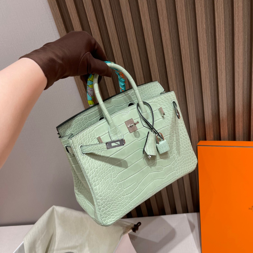 fb638e_f539a5fa66254e198a503d6188a503a7mv2.jpg Birkin 25 Matte Alligator Mint Green - Image 1