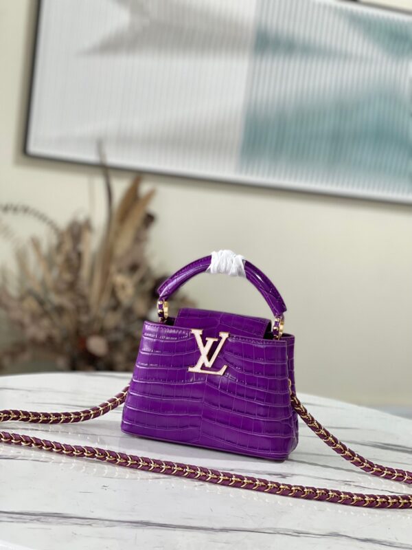 Louis Vuitton Capucines Mini Handbag in Purple Crocodile