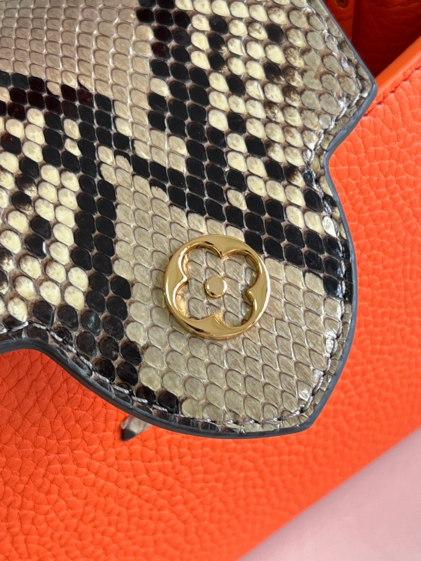 Louis Vuitton Capucines Mini Handbag in Orange&Snake - Image 8