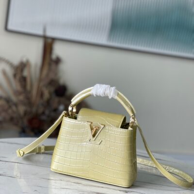 Louis Vuitton Capucines Mini Handbag in Pale Yellow Crocodile