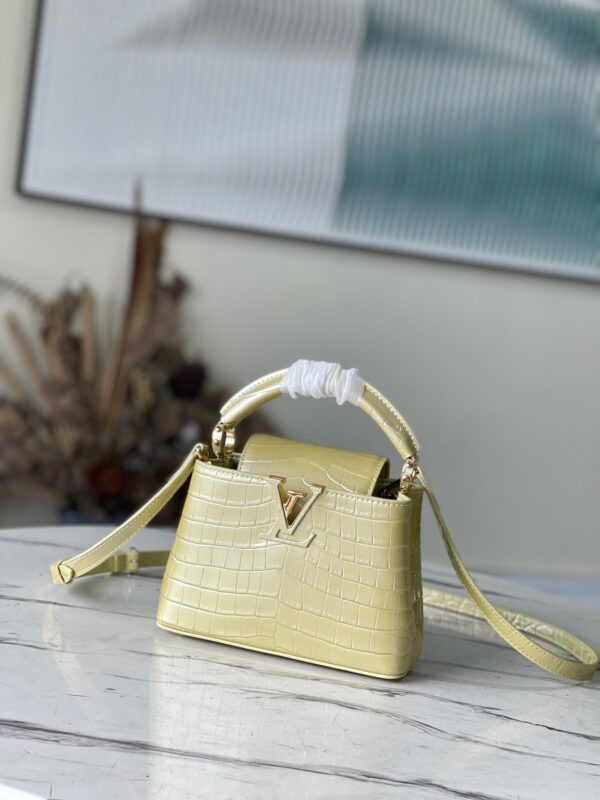 Louis Vuitton Capucines Mini Handbag in Pale Yellow Crocodile