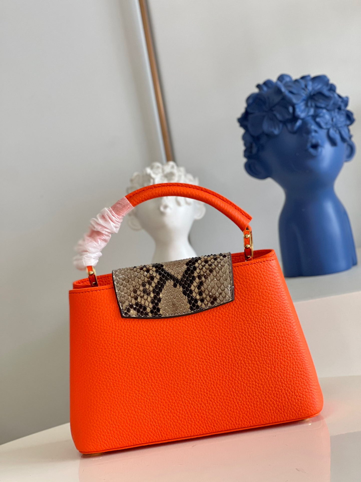 Louis Vuitton Capucines BB Small Handbag in Orange&Snake - Image 3