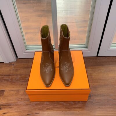 Hermes Brown Leather Ankle Boots