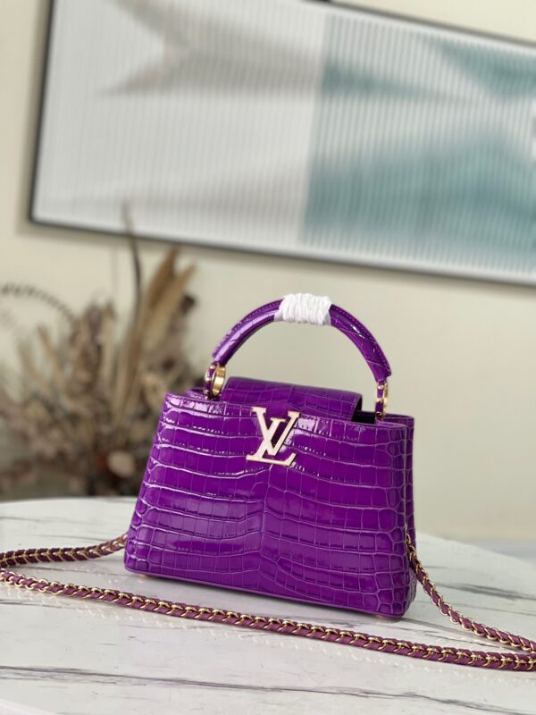 Louis Vuitton Capucines BB Small Handbag in Purple Crocodile