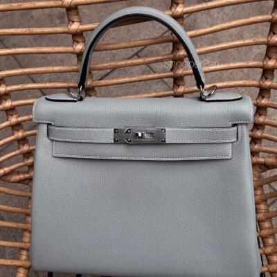 Kelly 28 Blue Lin Togo Leather