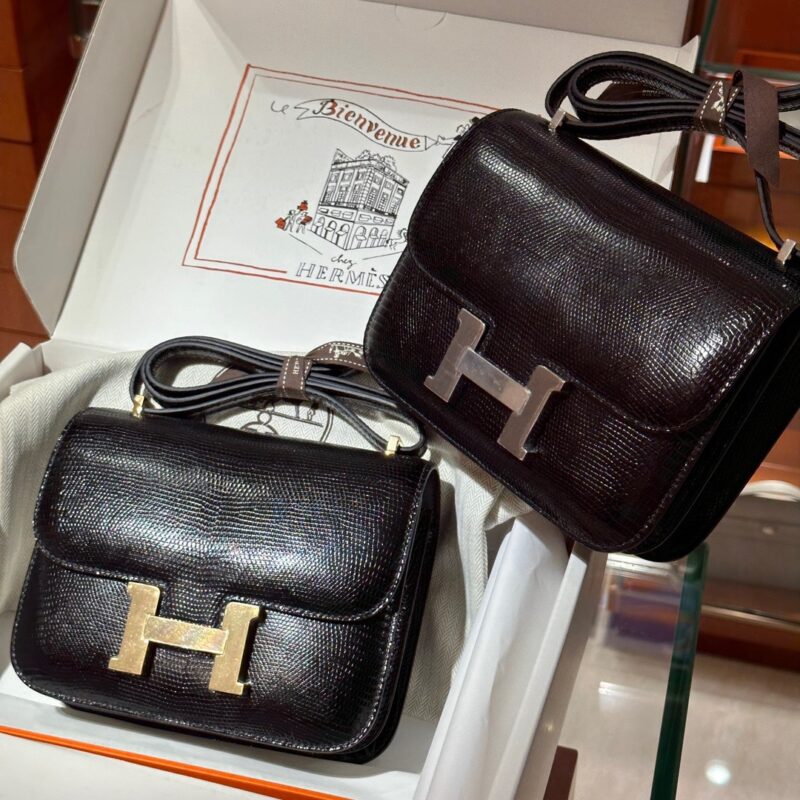 Constance crocodile black gold 19cm