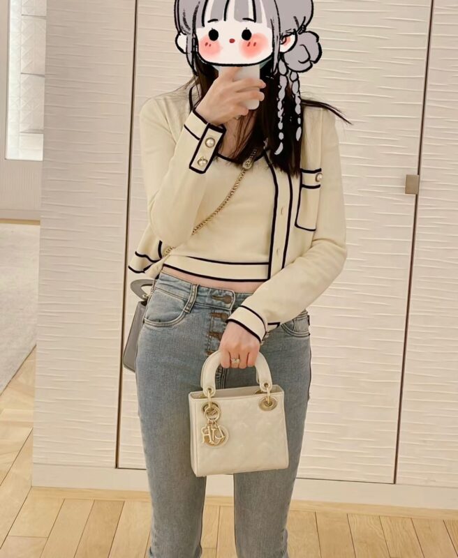 Lady Dior Mini 17 White Gold