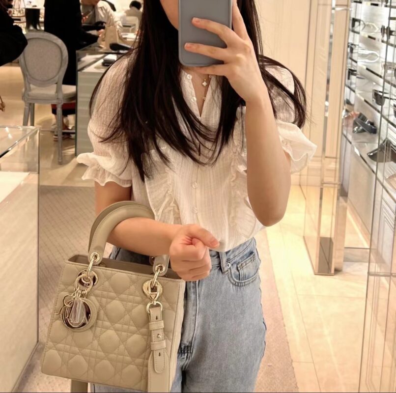 Lady Dior Small Lacquered Apricot