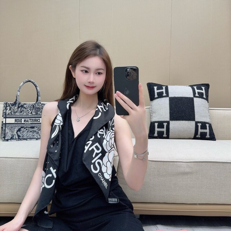 Chanel 2024 Small Square Scarf 90x90cm 100% Silk