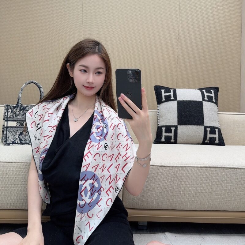 Chanel 2024 Small Square Scarf 90x90cm 100% Silk