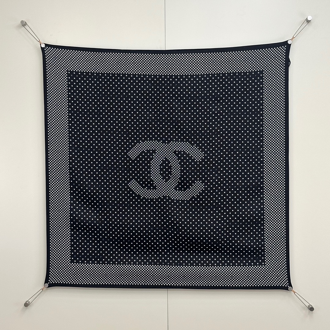 img_2469 Chanel 2024 Small Square Scarf 90x90cm 100% Silk - Image 1