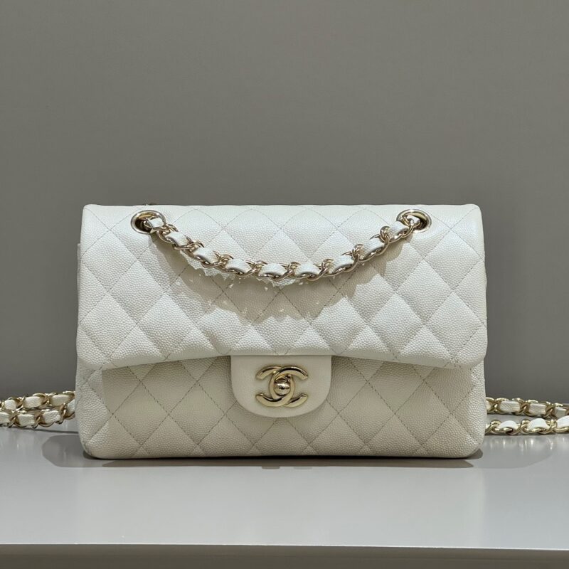 Chanel Classic 23cm White Light Gold Buckle