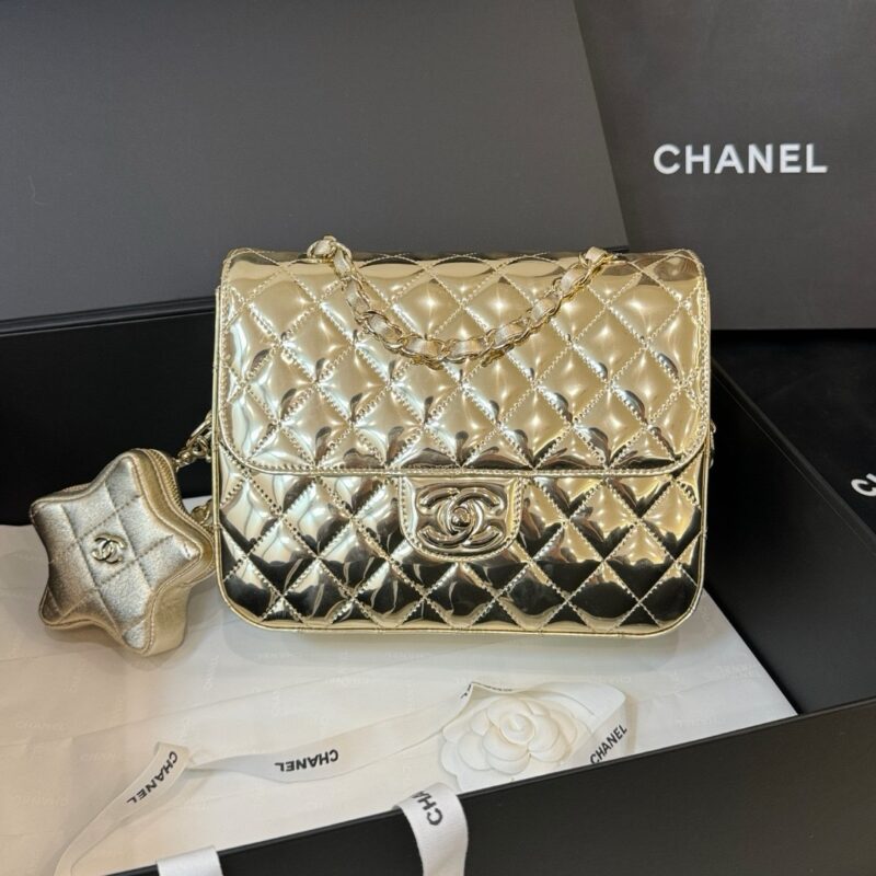 Chanel 24C Gold Mirrored Metallic Backpack