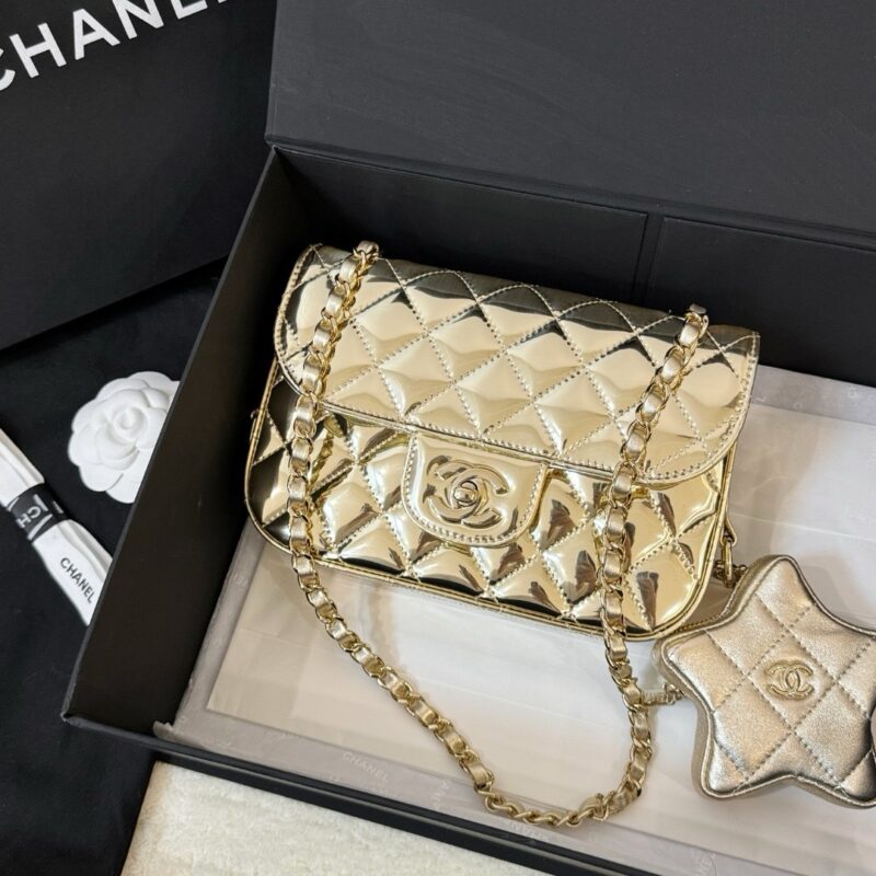 Chanel 24C Gold Mirrored Gold Metallic Bag