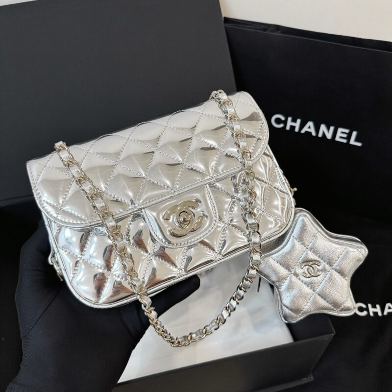 Chanel 24C Gold Mirrored Silver Metallic Bag
