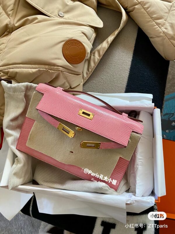 Pochette lizard pink