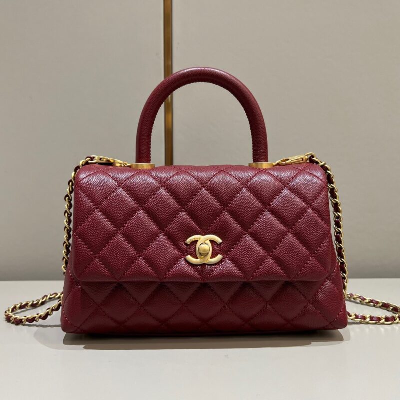 Chanel Mini Coco Handle Burgundy Vintage