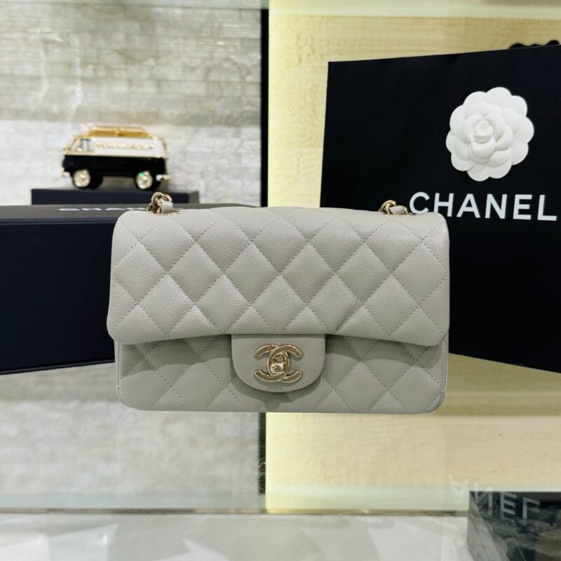 Chanel CF 20cm Caviar Leather Elephant Gray