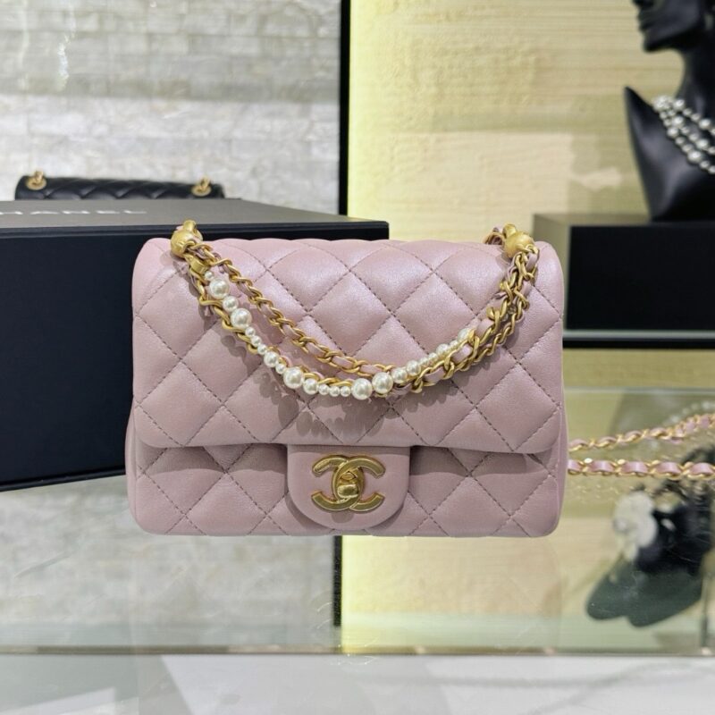Chanel 24P Square Pearl Flap Bag 17cm