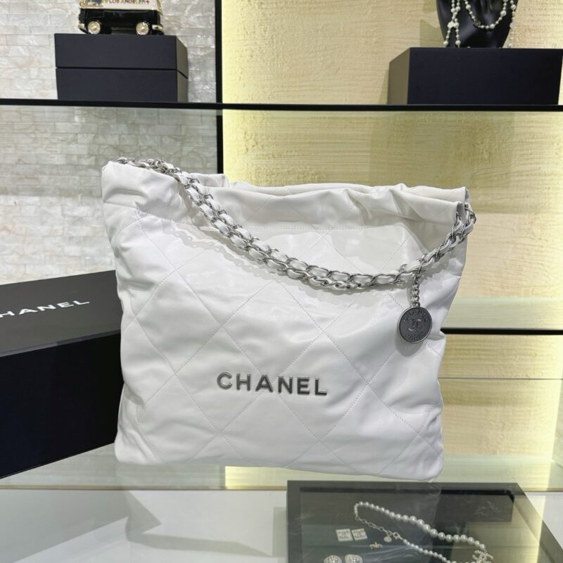 Chanel 22 Handbag Silver 39cm