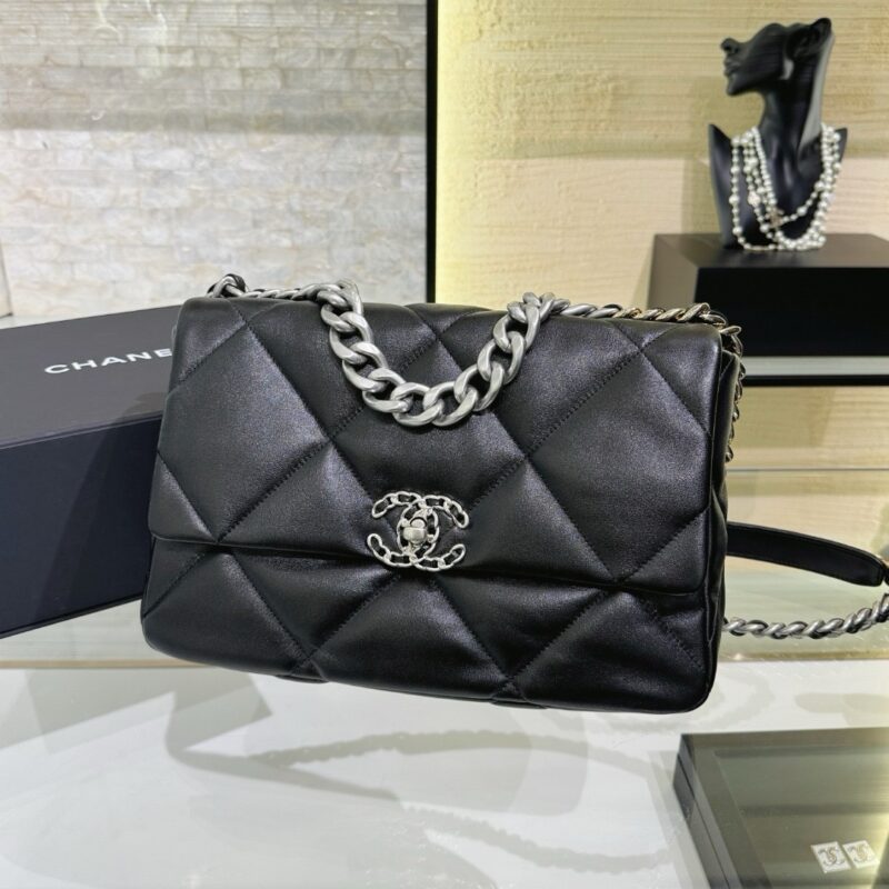 Chanel 19 Bag in Black and Silver 30cm