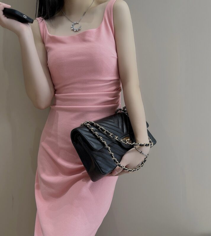 Chanel CF Medium 25cm Caviar Leather Black Gold Buckle