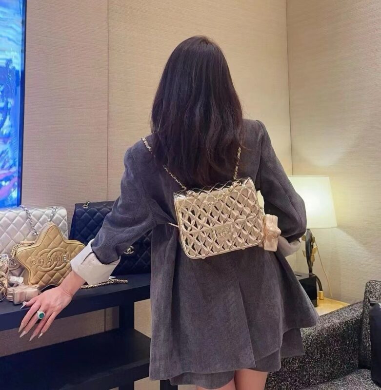 Chanel 24C Gold Mirrored Metallic Backpack