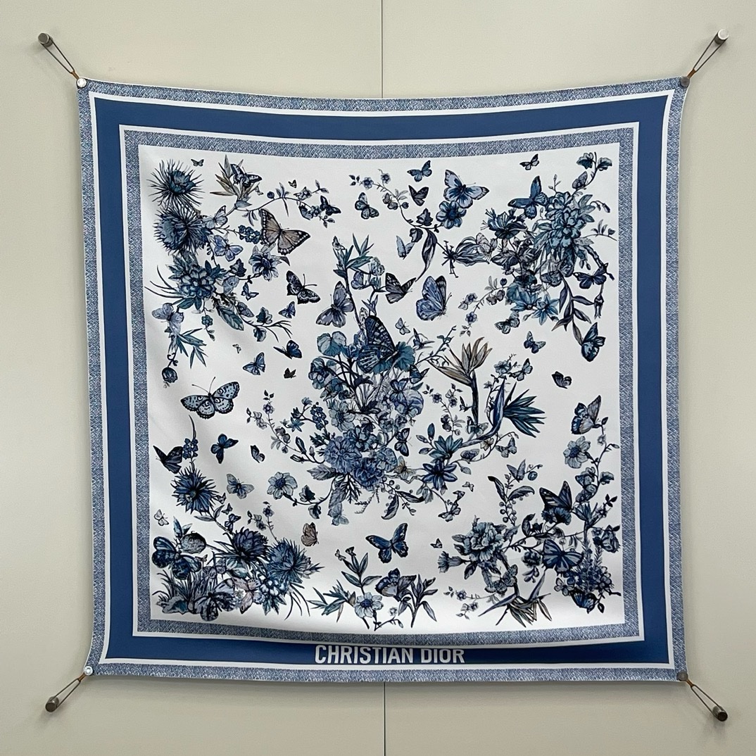 img_8875 Dior Mexican Flowers Square Scarf - Image 1