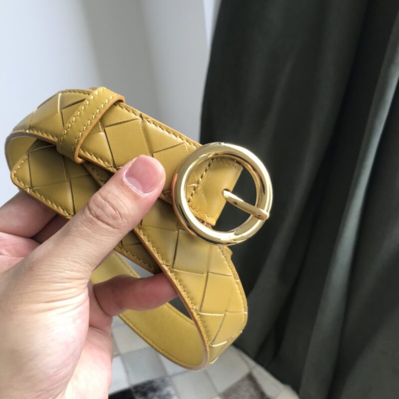 BV Women’s Large Grid Braided Belt Mustard Yellow