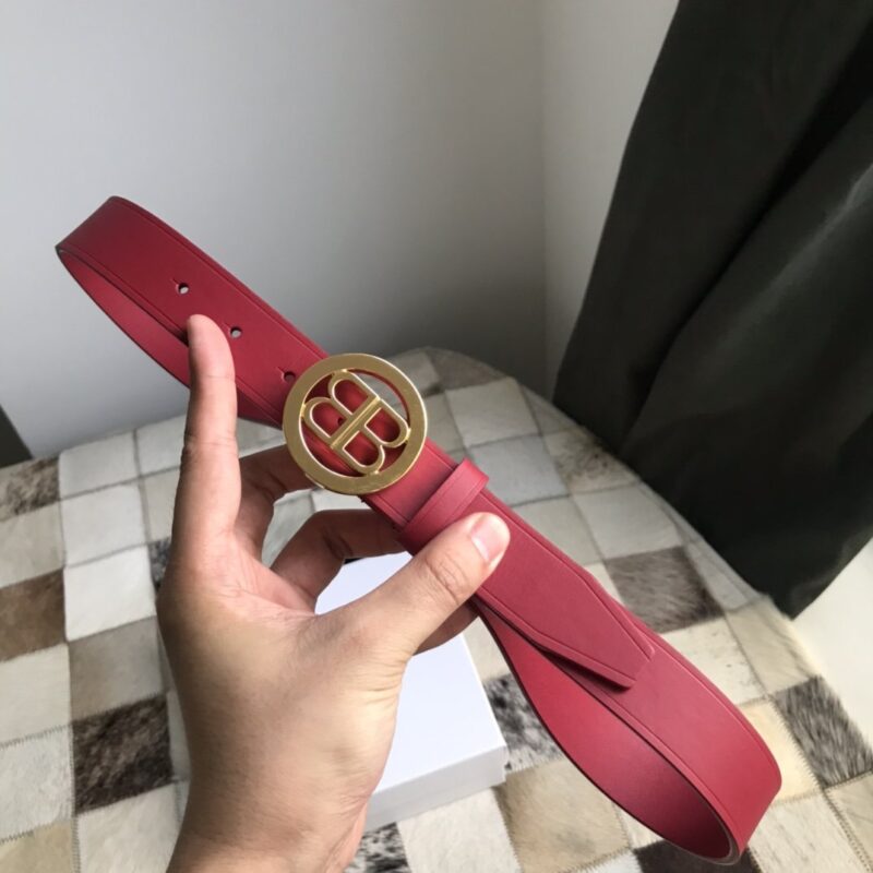 Balenciaga Women’s Double-sided Belt Wine Red