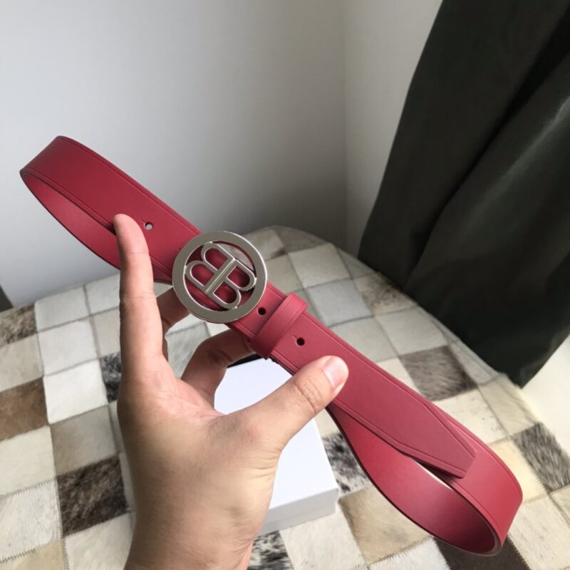 Balenciaga Ladies Double-sided Belt Wine Red