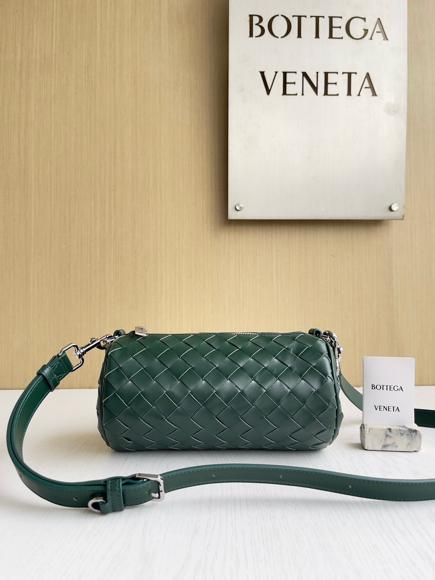 BV Intrecciato Barrel Pouch Crossbody Bag