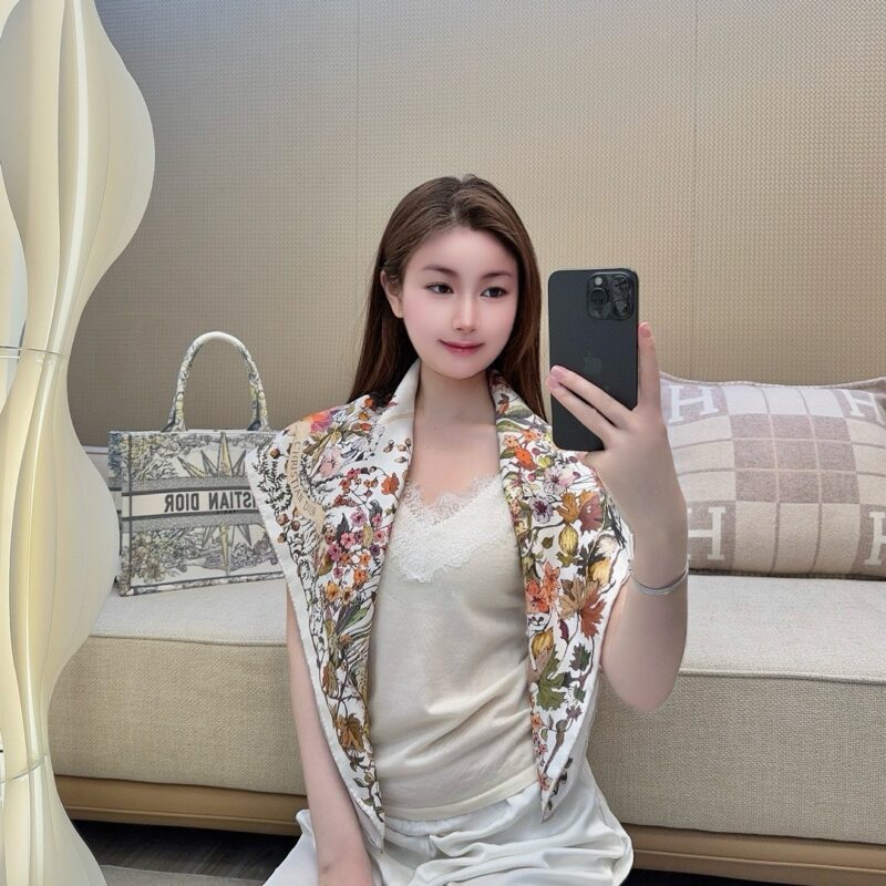 Dior Four Seasons Summer Sun Scarf 90x90cm 100% Silk