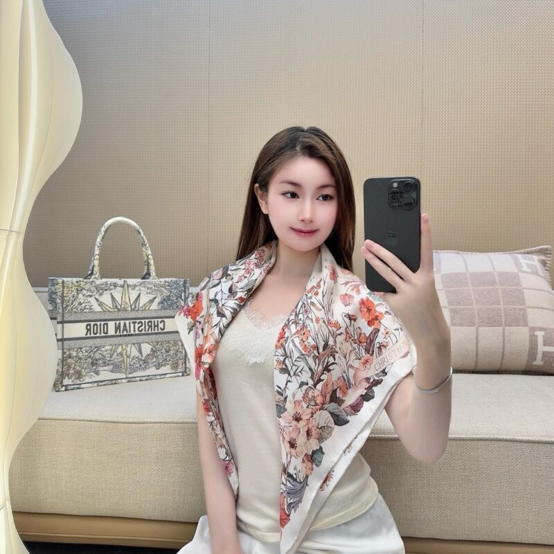 Dior Four Seasons Summer Sun Scarf 90x90cm 100% Silk