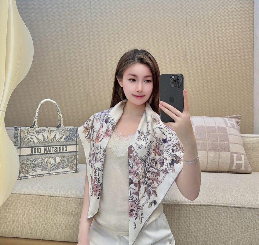 Dior Four Seasons Summer Sun Scarf 90x90cm 100% Silk